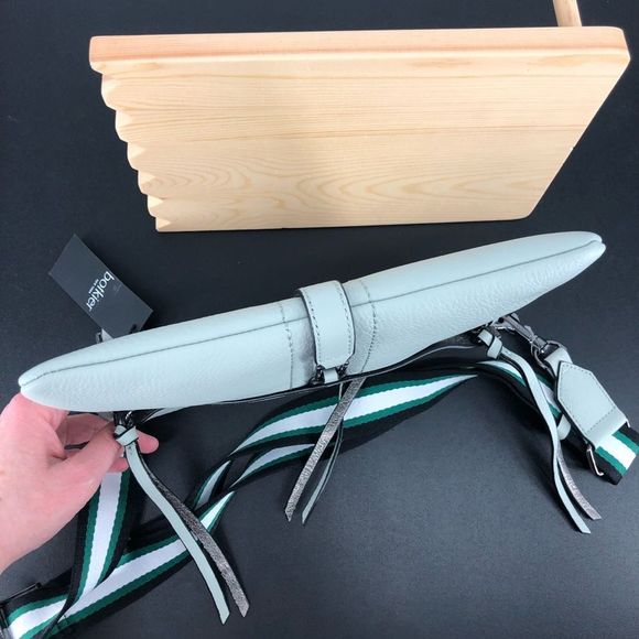 Botkier Trigger Flat Zip Crossbody Bag Detachable Nylon Strap in Soft Sage NWT - Picture 13 of 16